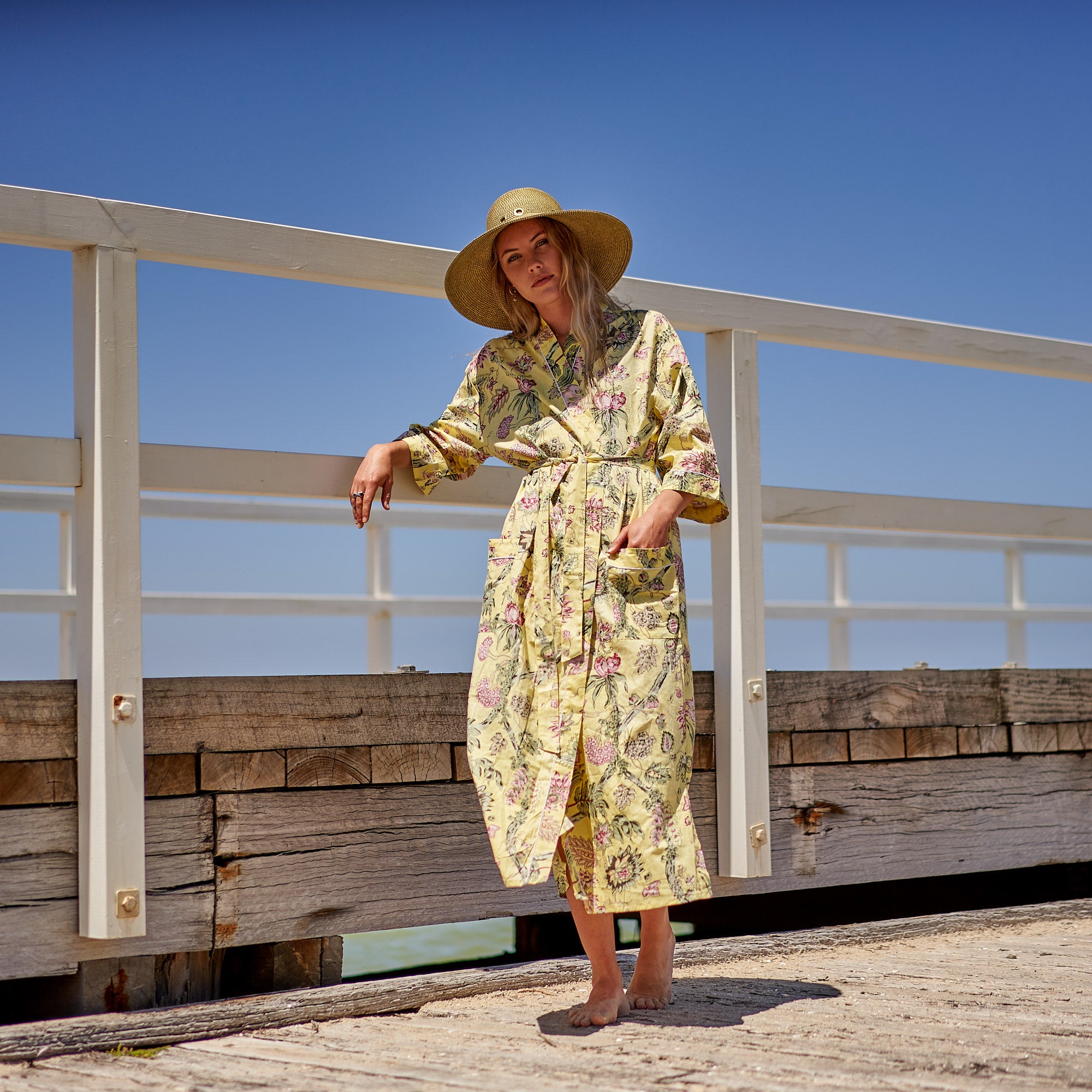 'Take Me To The Beach' 100% Cotton Kimono Robe