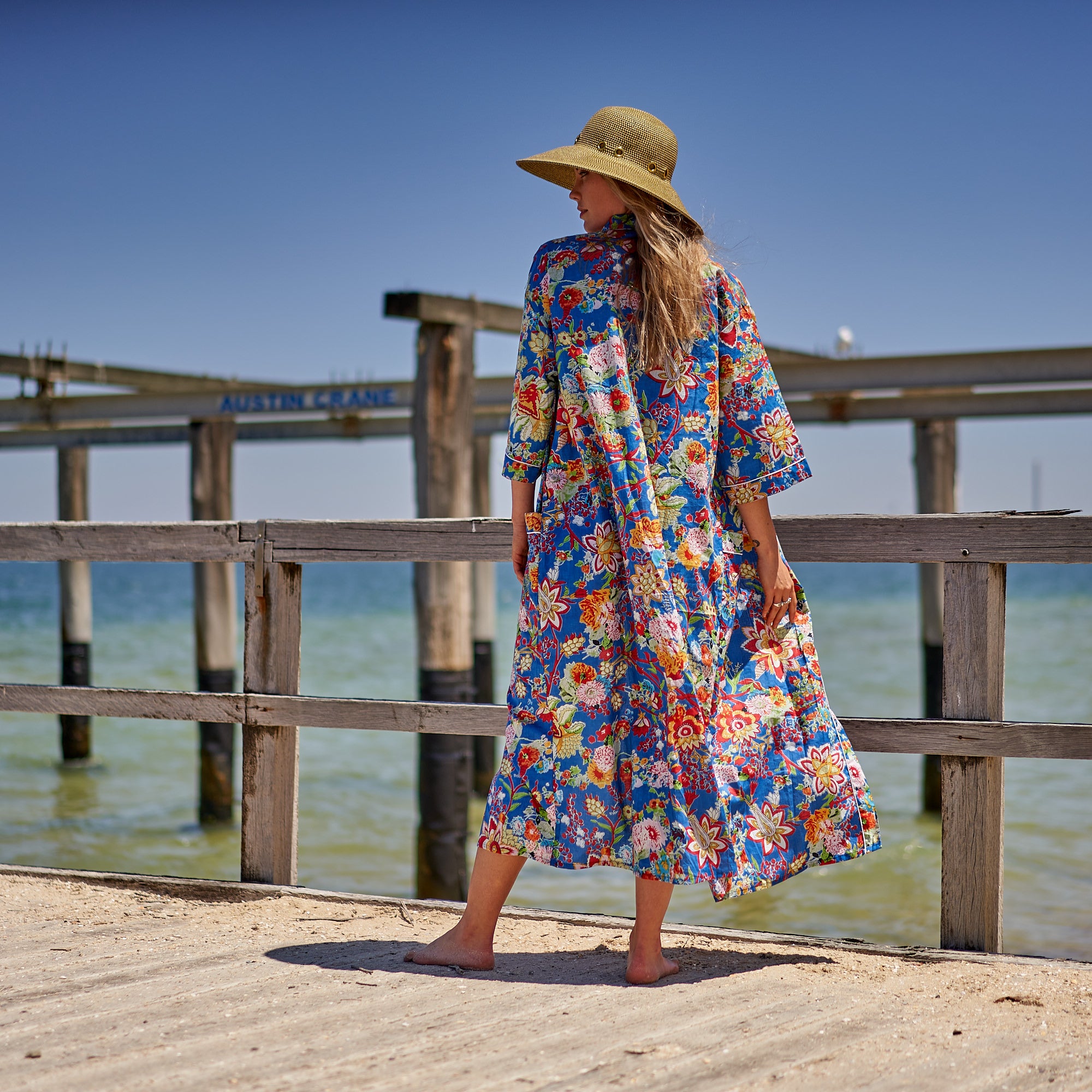 'Summer Serenade' 100% Cotton Kimono Robe