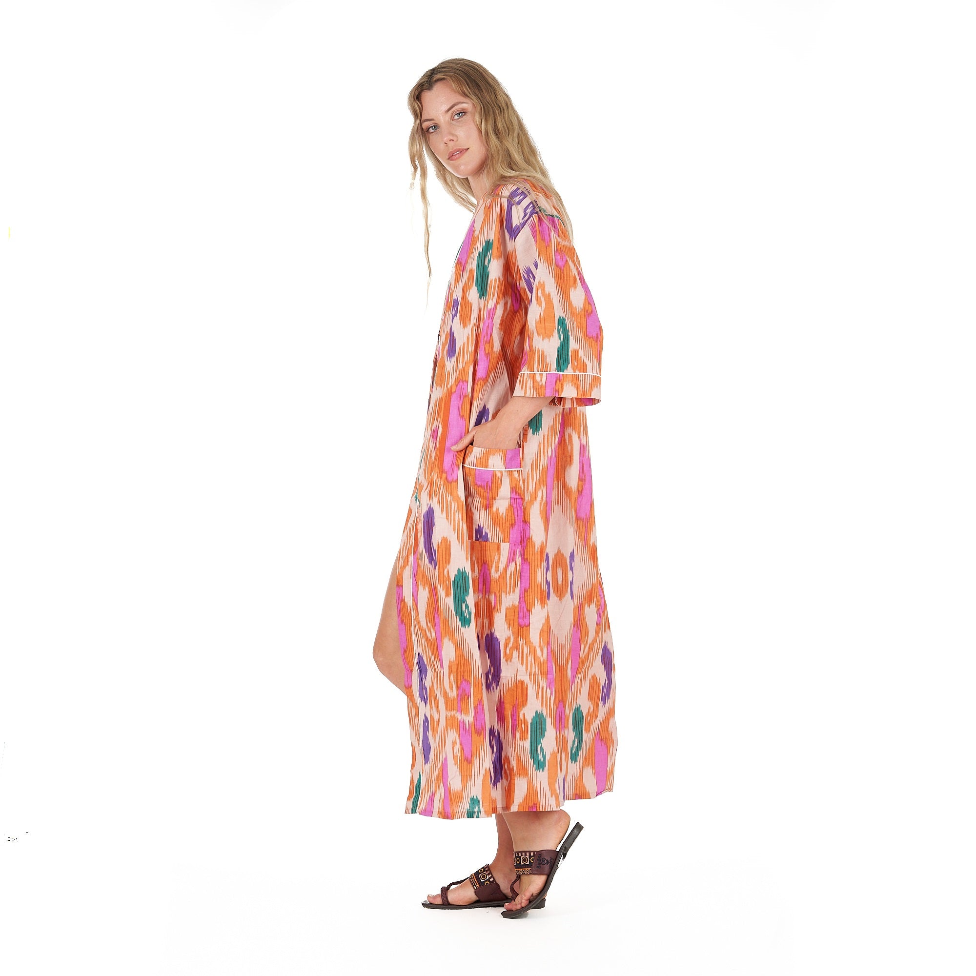 'Tropical Hues' 100% Cotton Kimono Robe