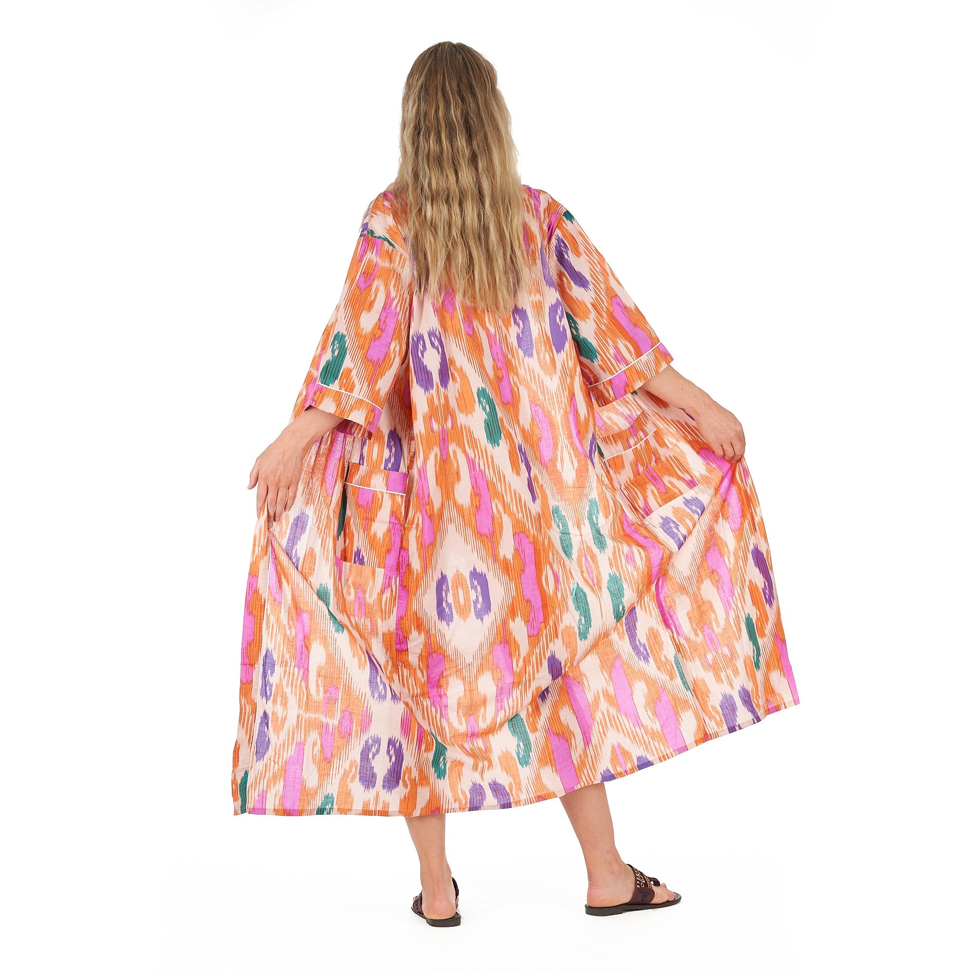 'Tropical Hues' 100% Cotton Kimono Robe