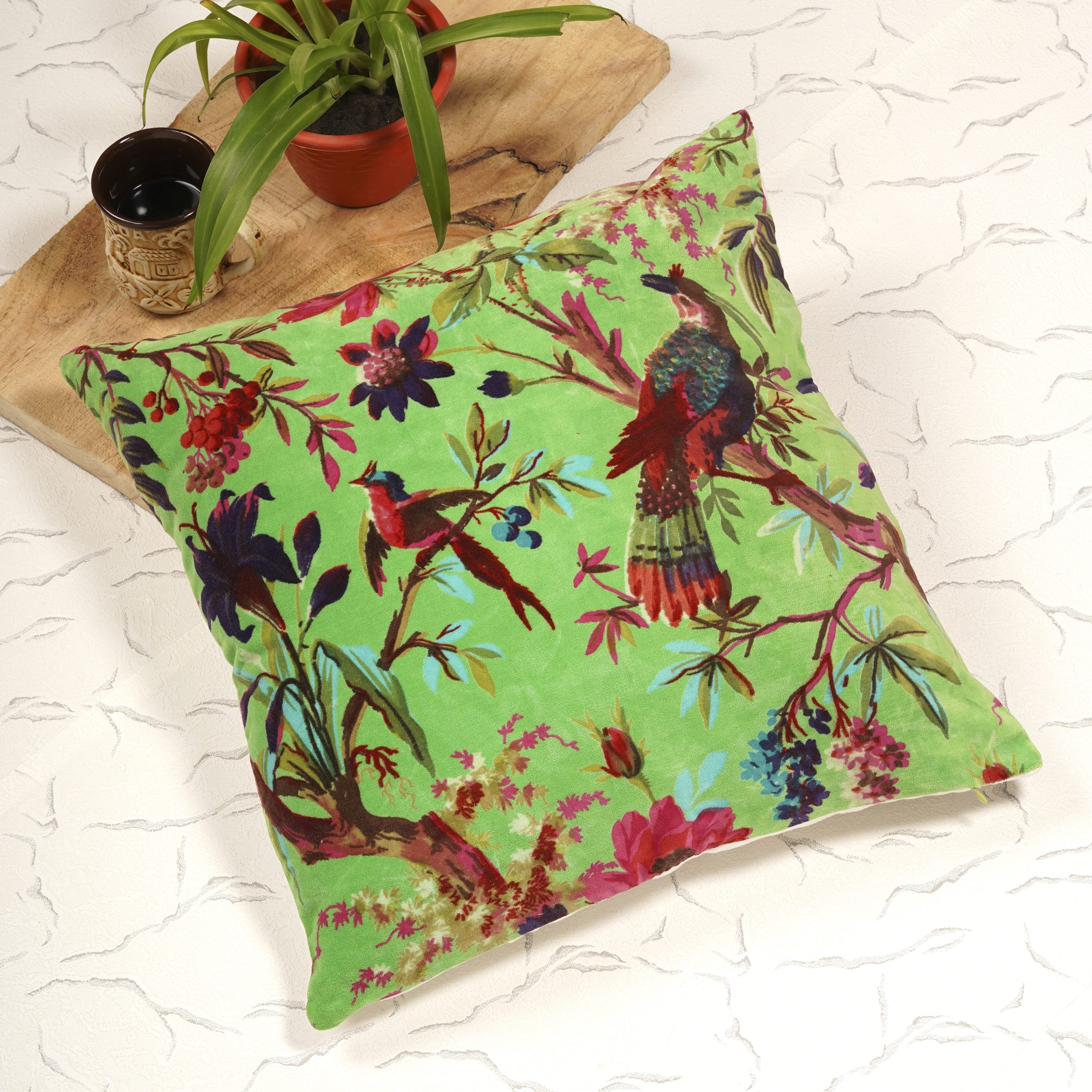 Bird of paradise velvet cheap cushion