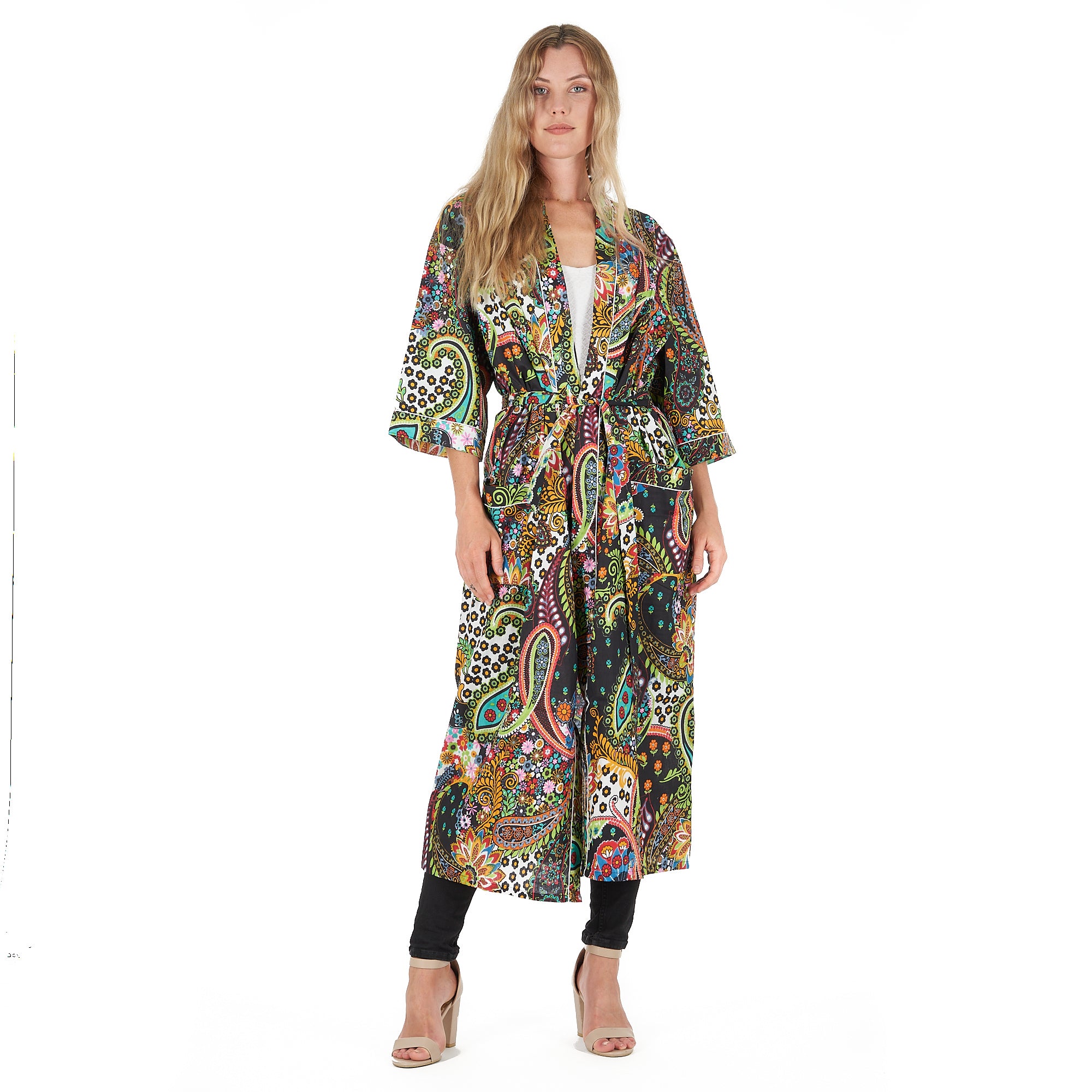 'Ebony Escape' 100% Cotton Kimono Robe