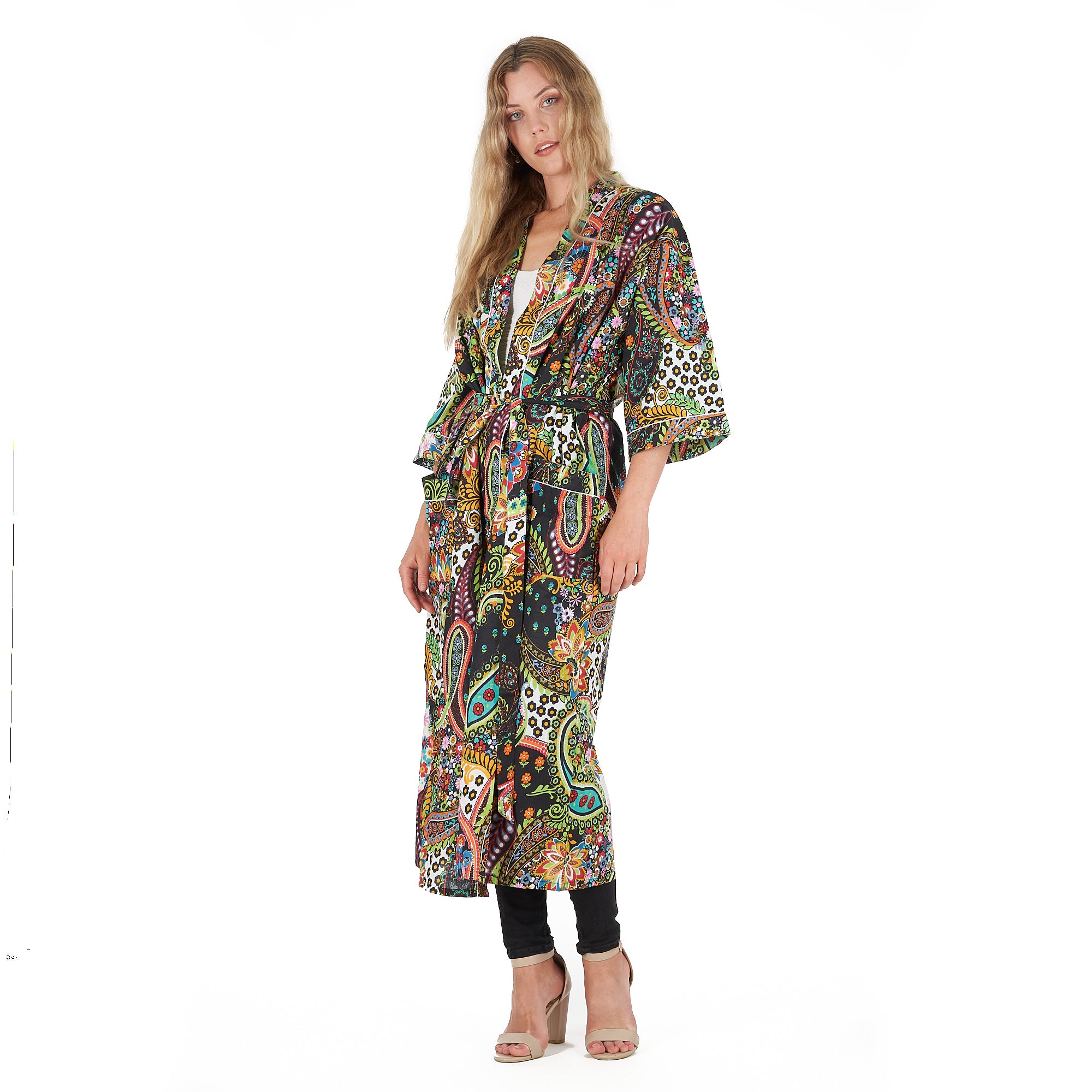 'Ebony Escape' 100% Cotton Kimono Robe