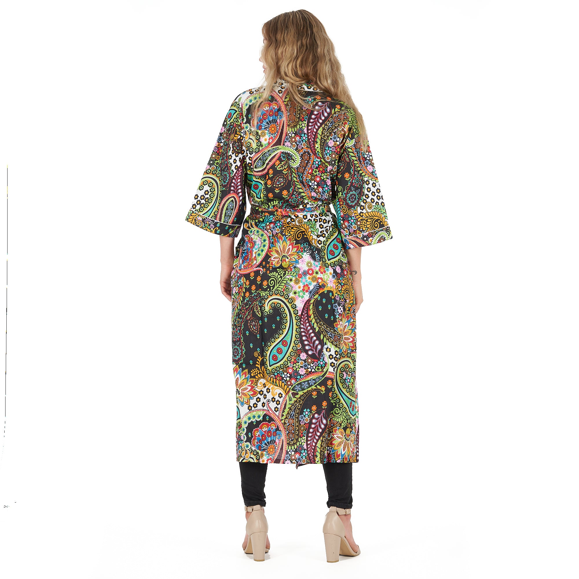 'Ebony Escape' 100% Cotton Kimono Robe