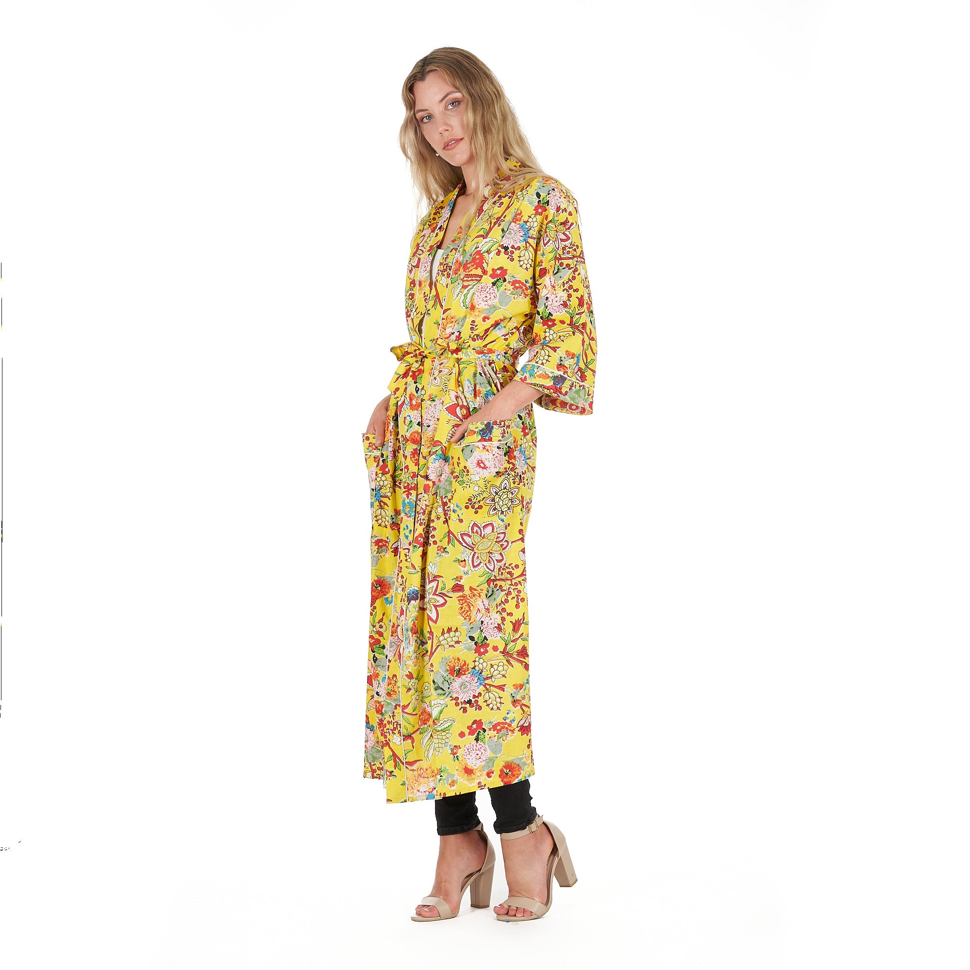 'Tuscan Sunshine' 100% Cotton Kimono Robe