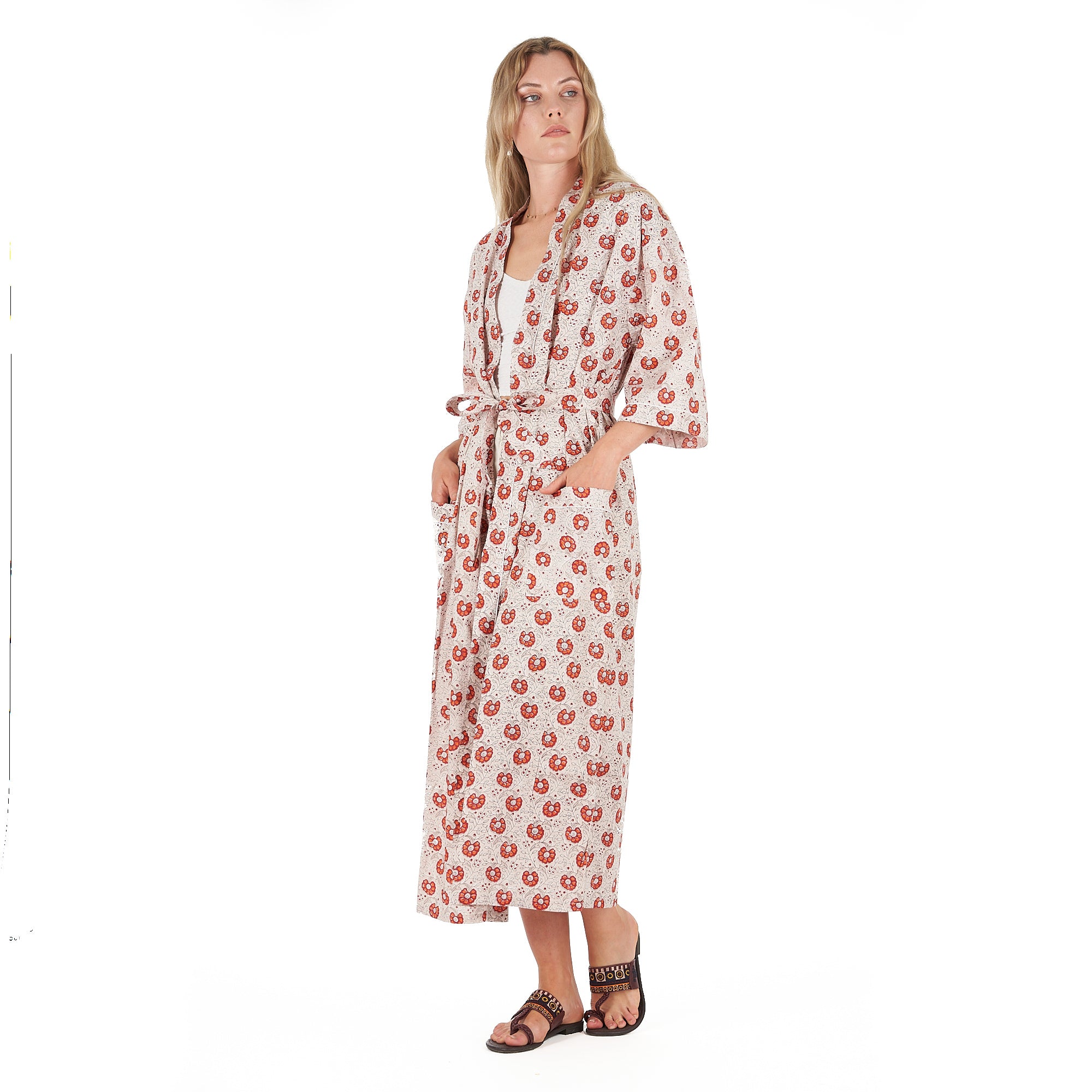 'Summer Florals' 100% Cotton Kimono Robe