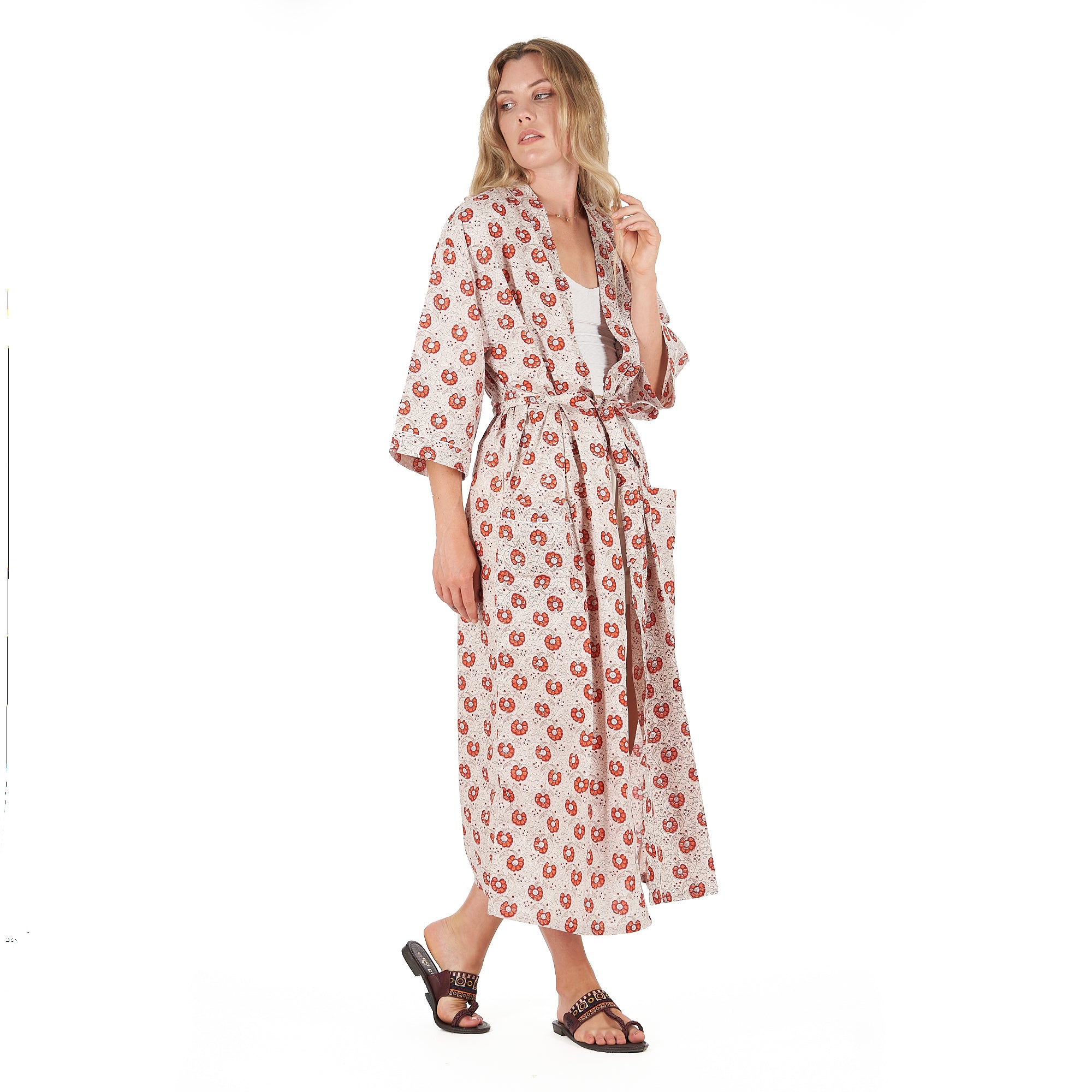 'Summer Florals' 100% Cotton Kimono Robe