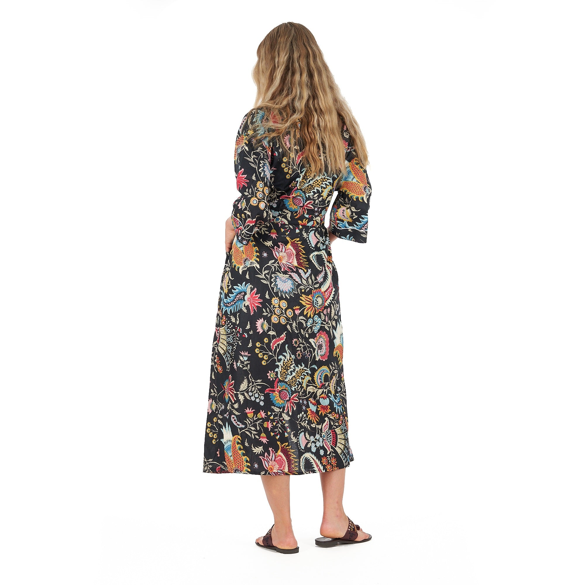 'Twilight Tropics' 100% Cotton Kimono Robe