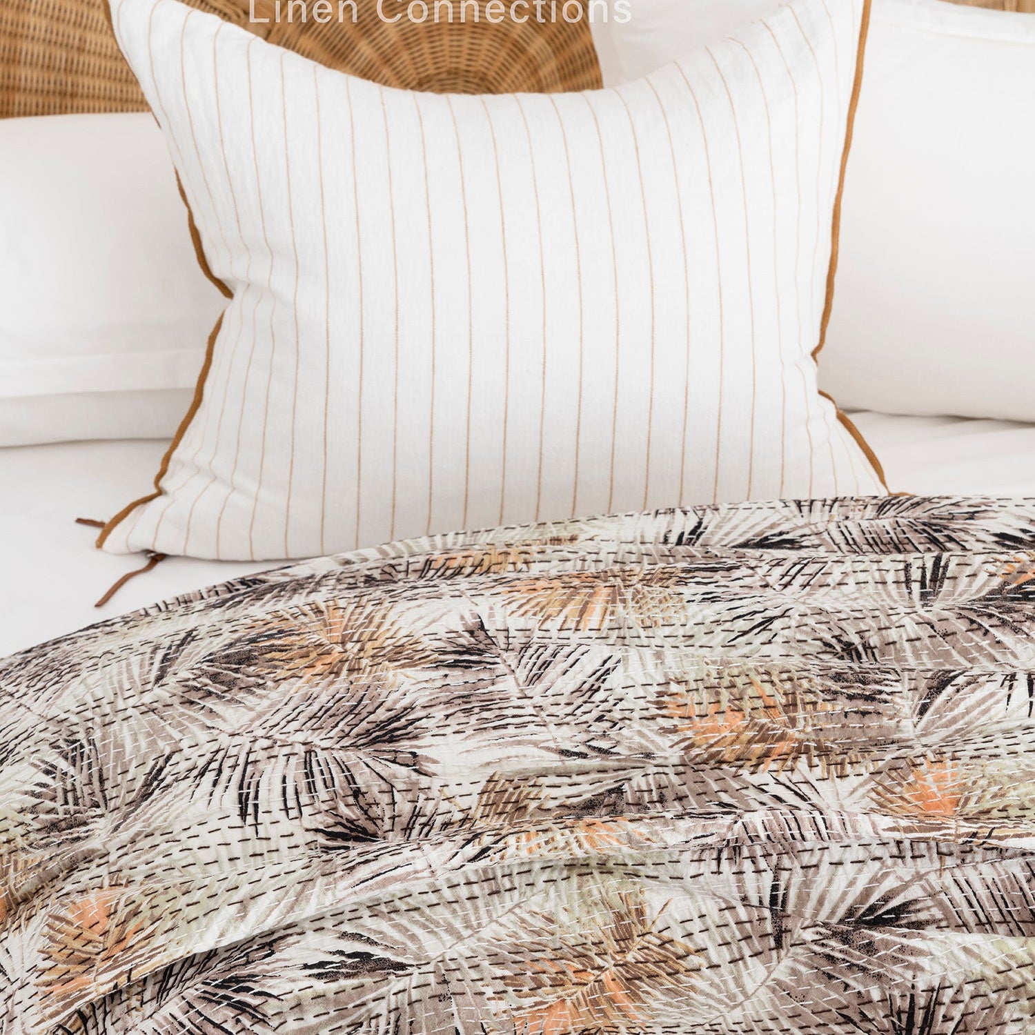 Linen Connections Indian Kantha Quilt - Brown Fur