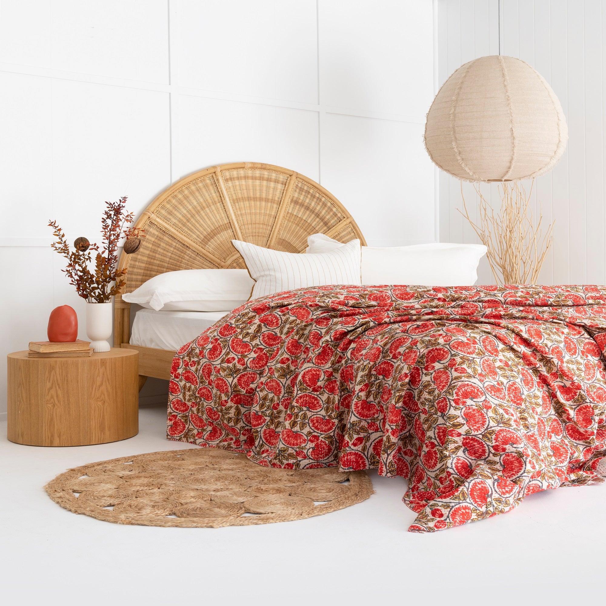 Linen Connections Indian Kantha Quilt - Red Chic