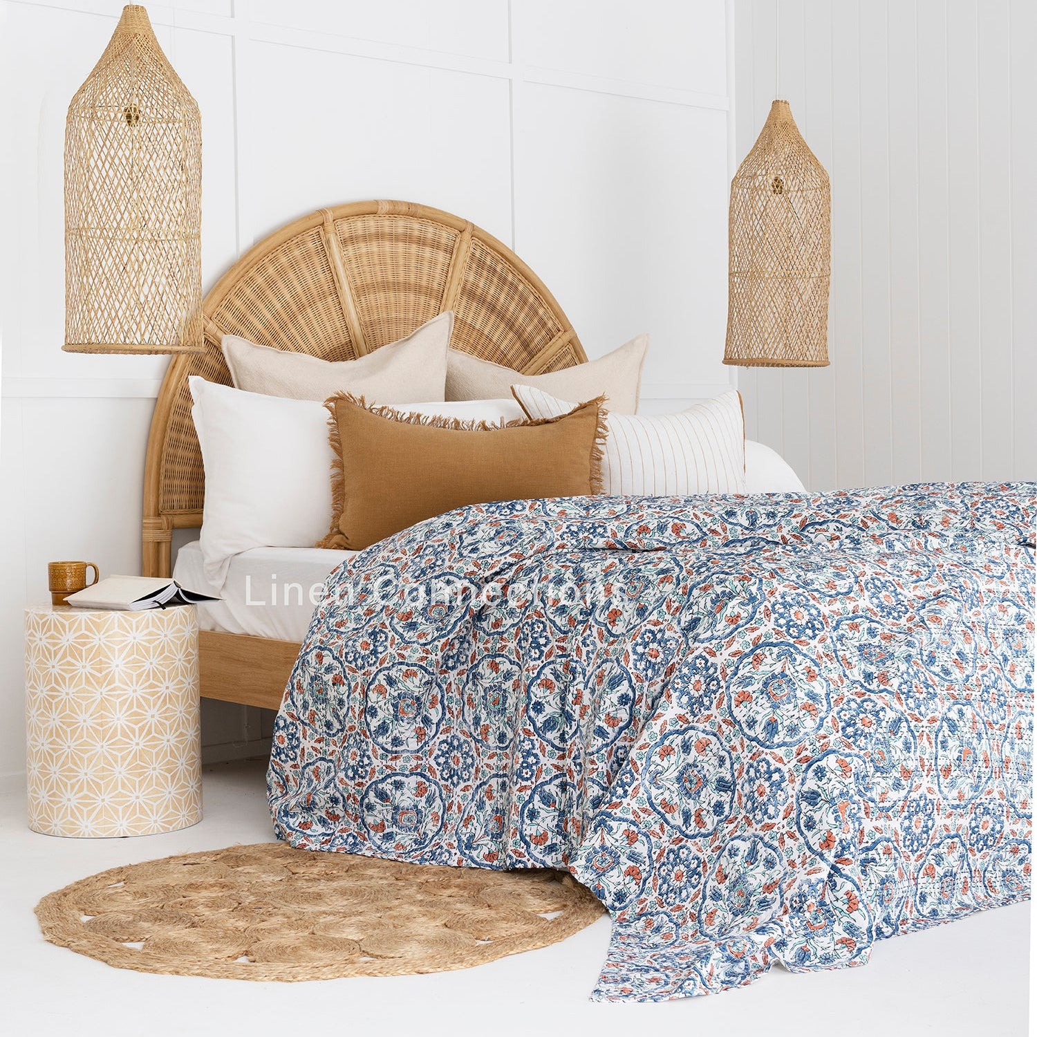 Linen Connections Indian Kantha Quilt - Pearl Magic