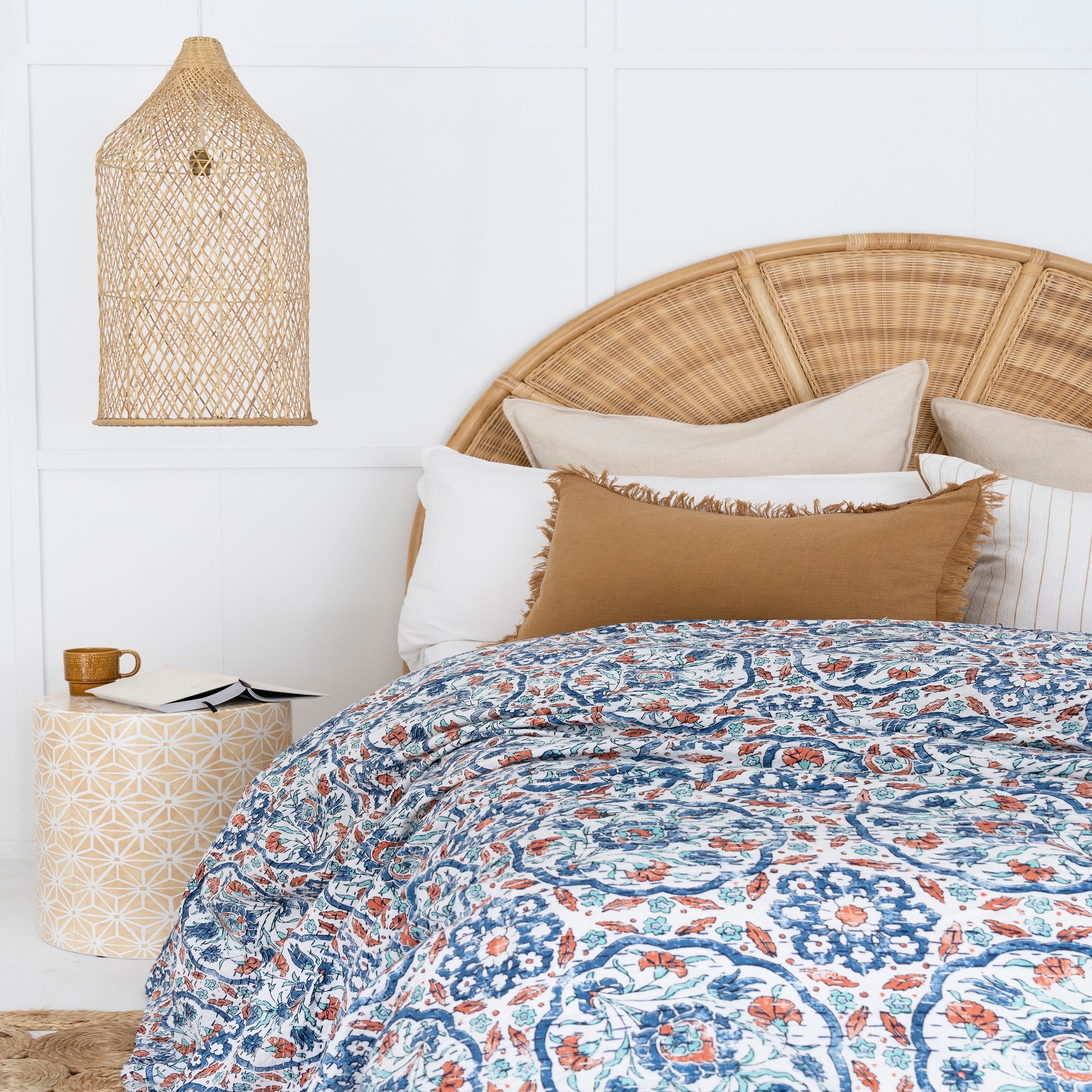 Linen Connections Indian Kantha Quilt - Blue Wish