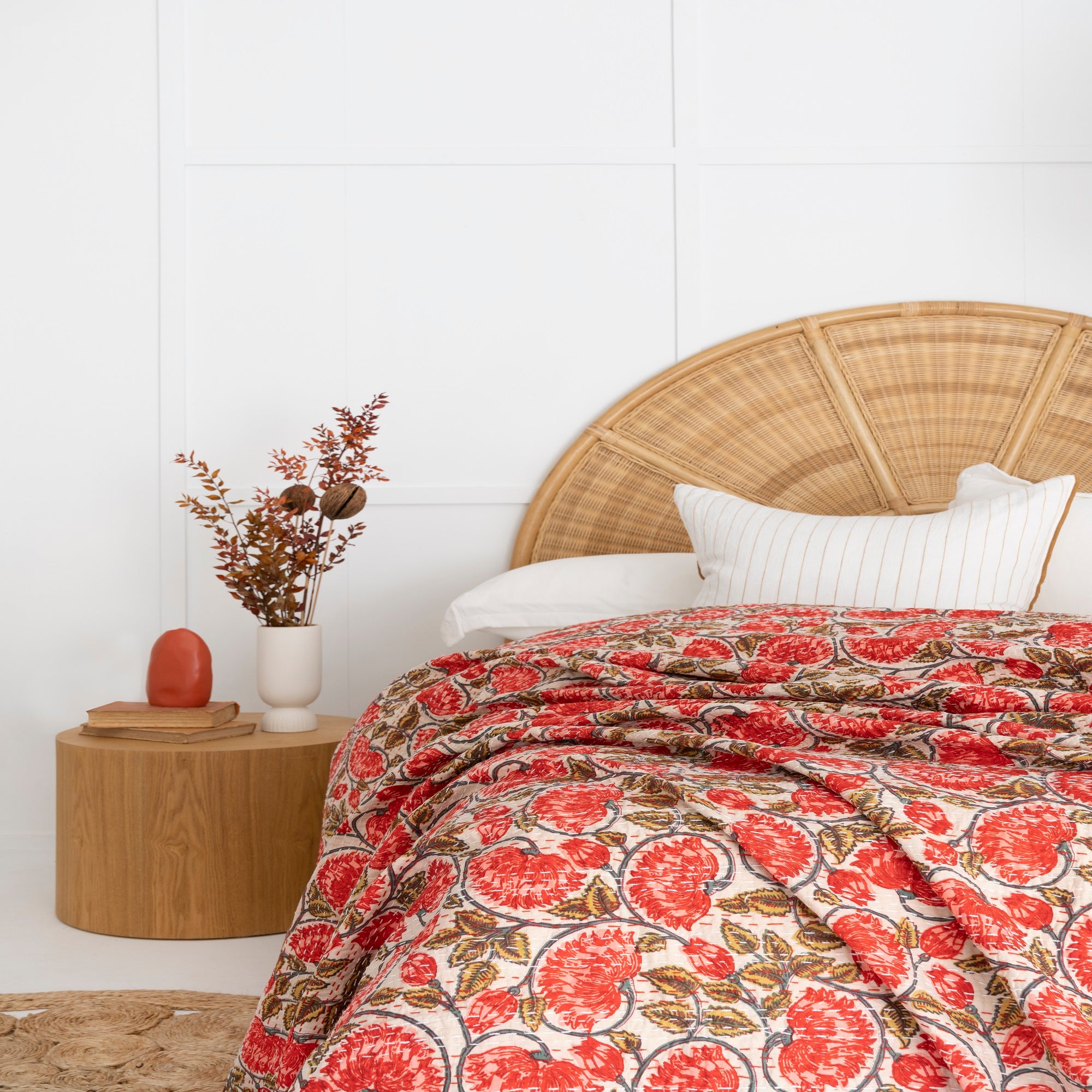 Linen Connections Indian Kantha Quilt - Red Chic