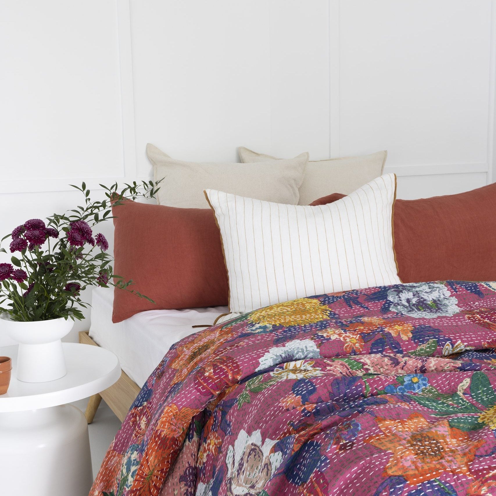 Indian Kantha Quilt Blanket Bedspread Throw Duvet - Olivia