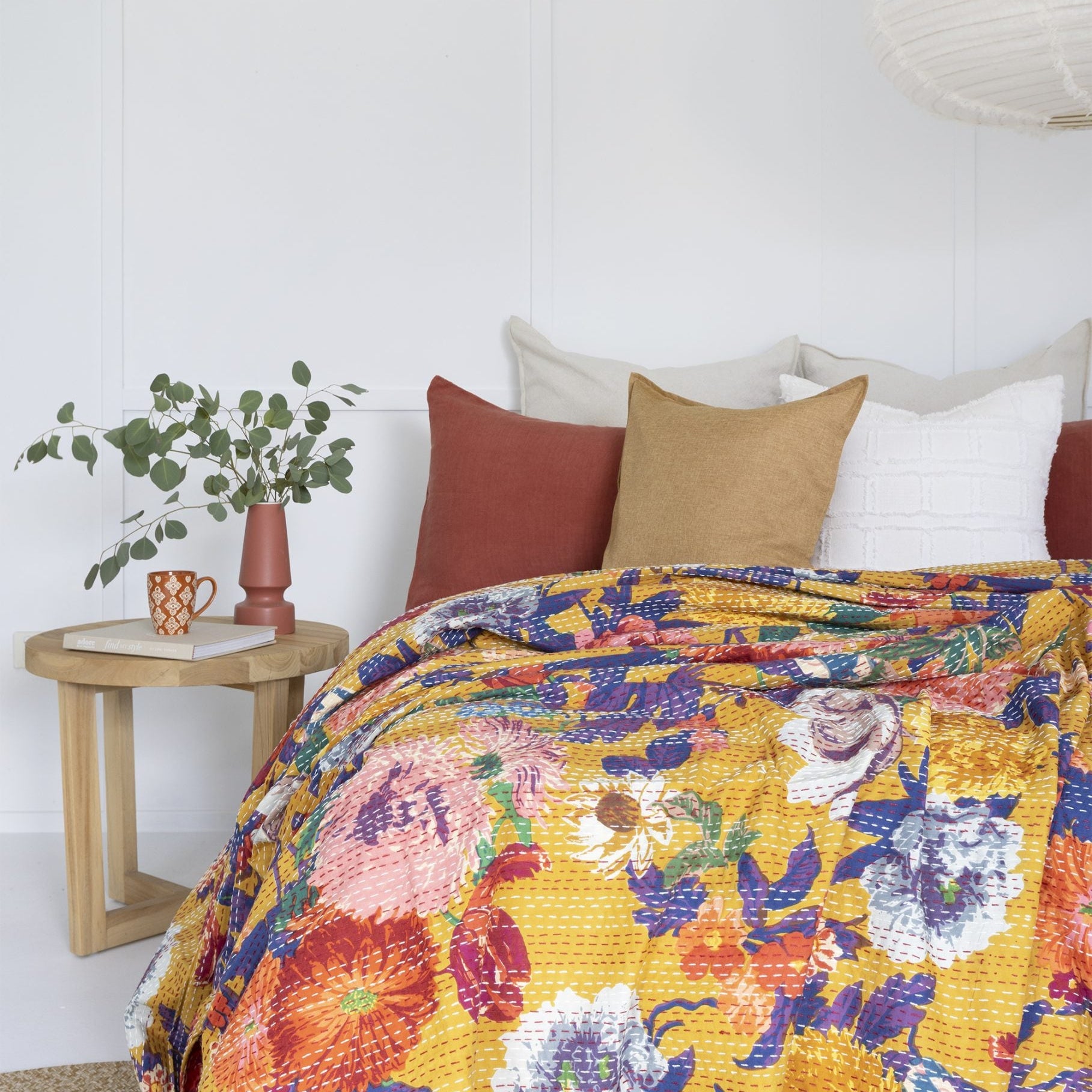 Indian Kantha Quilt Blanket Bedspread Throw Duvet - Ginny