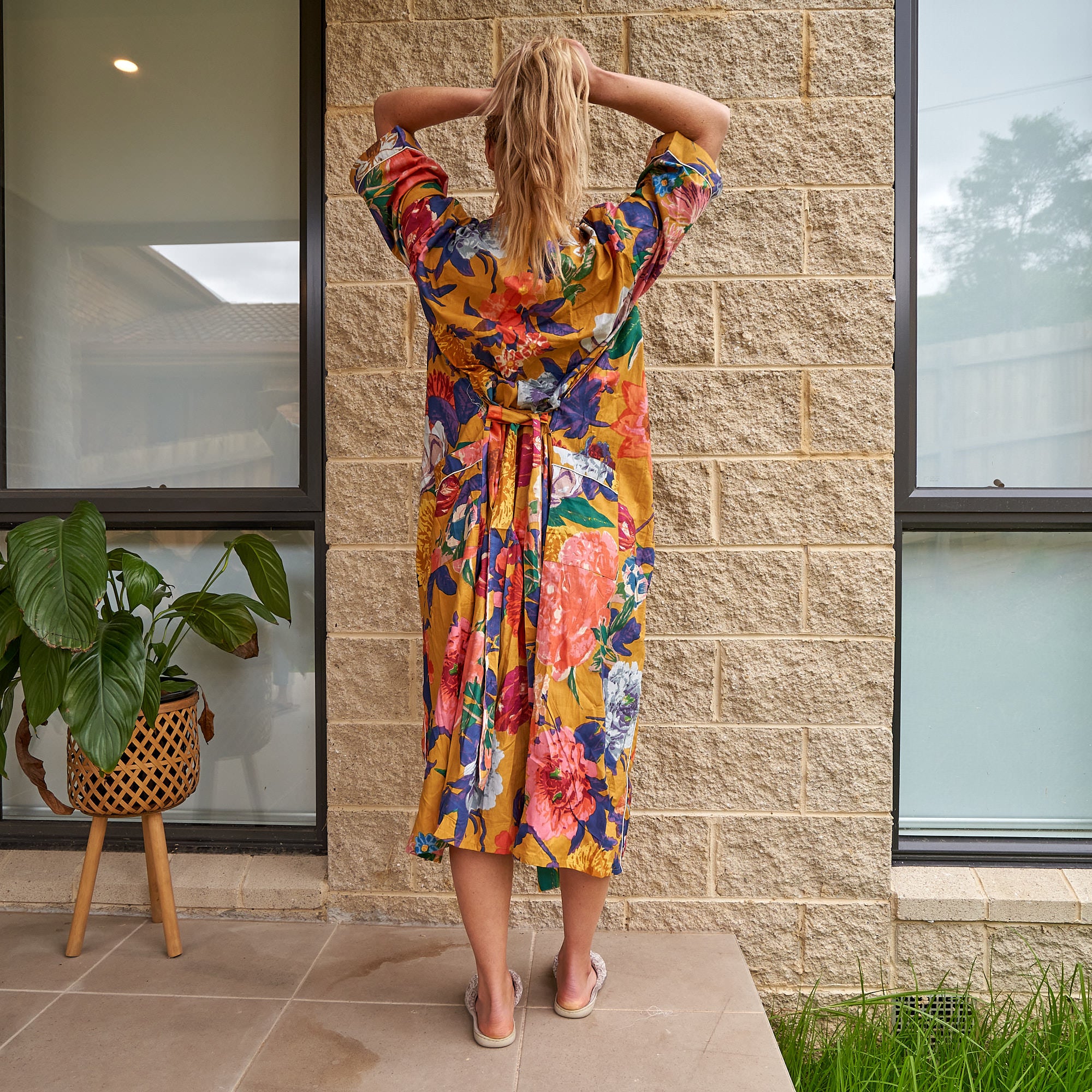 'Lush Petals' 100% Cotton Kimono Robe