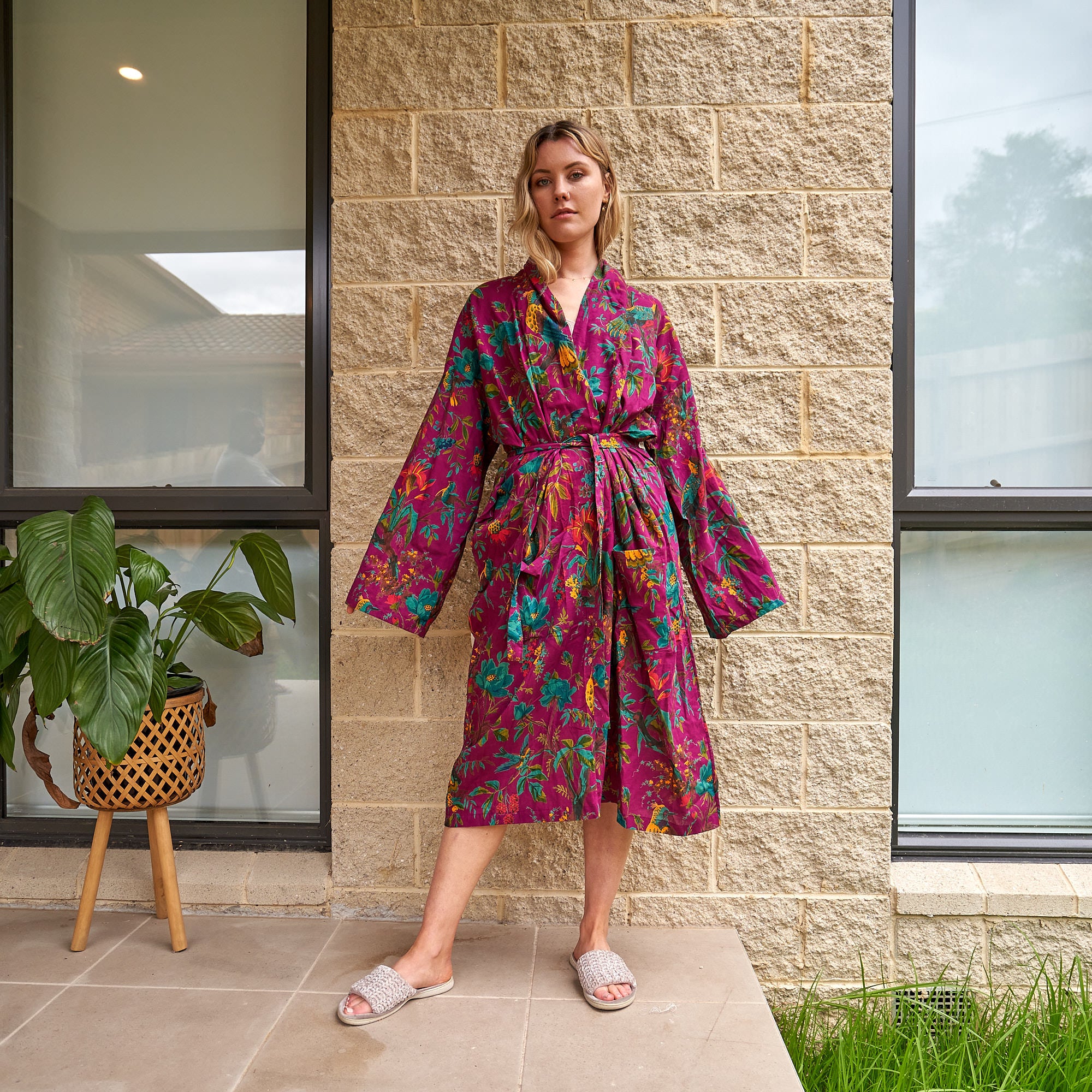 Cotton kimono dressing gown on sale australia