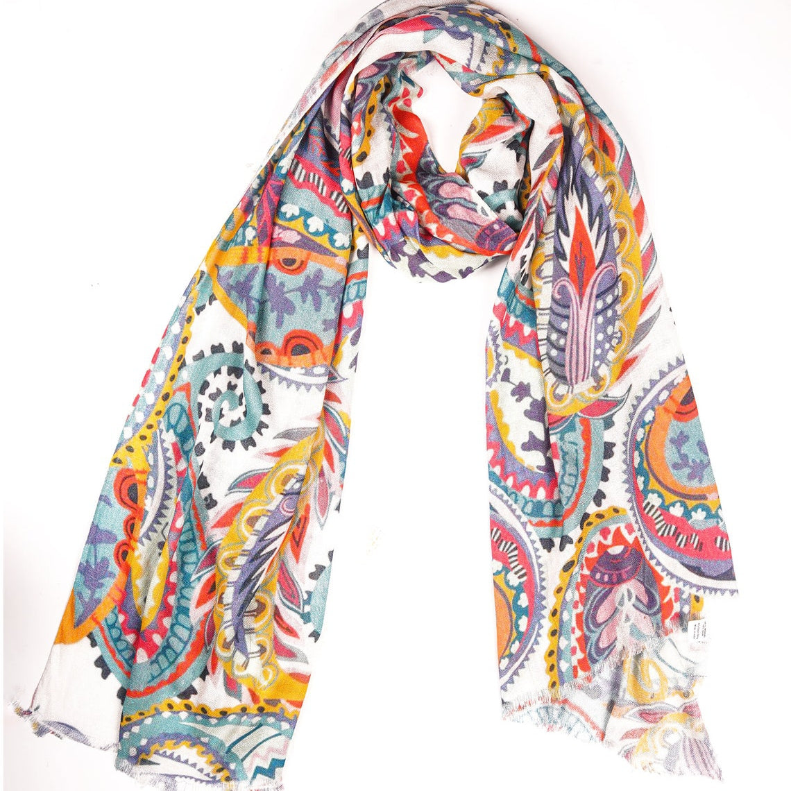 Silk Modal Scarf - White/Blue