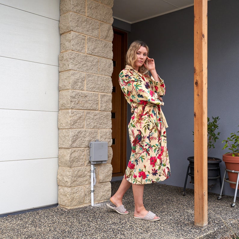 'Sumptuous Sanctuary' 100% Cotton Velvet Kimono Robe