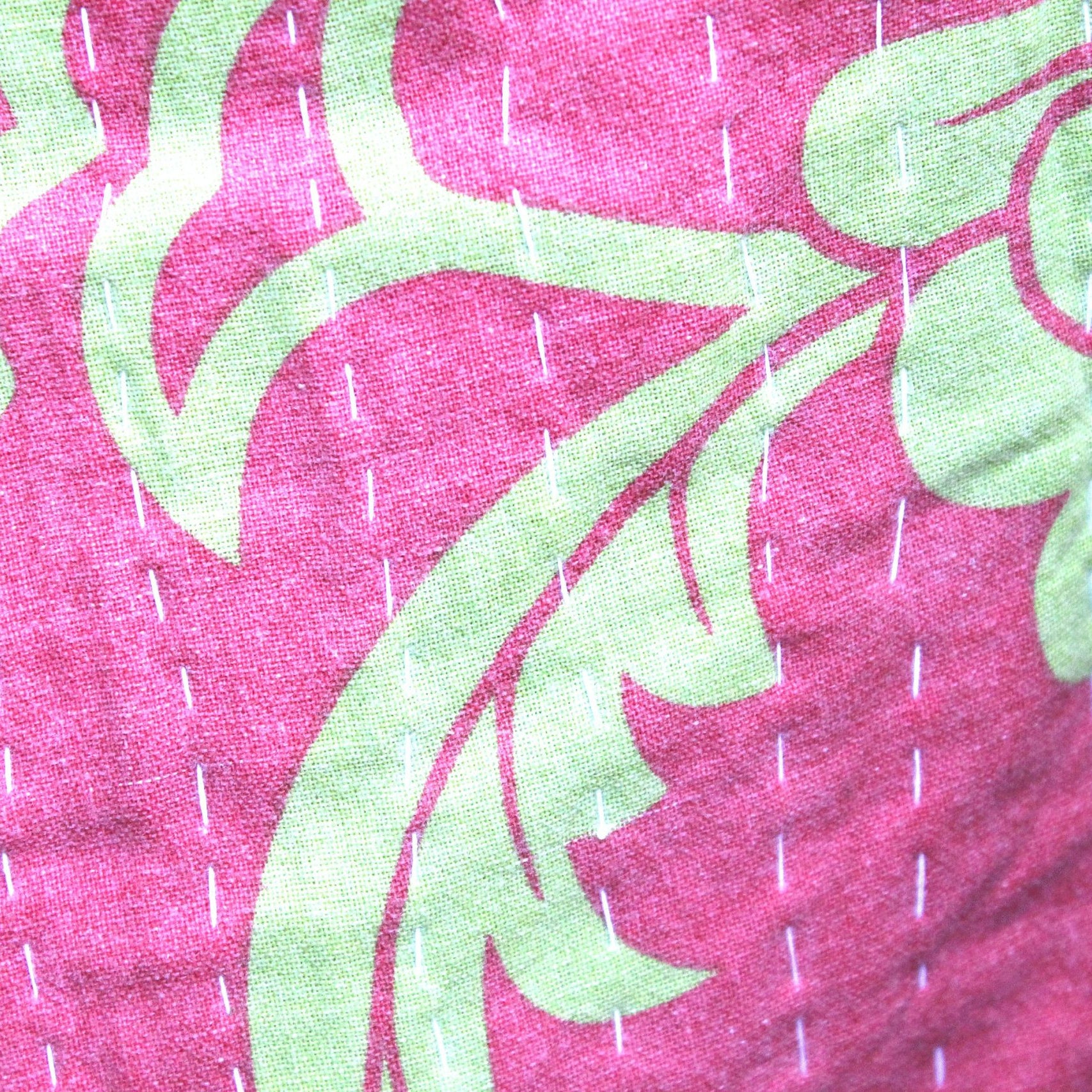 Handmade Indian Kantha Quilt Blanket Throw Duvet - Pink Meadow