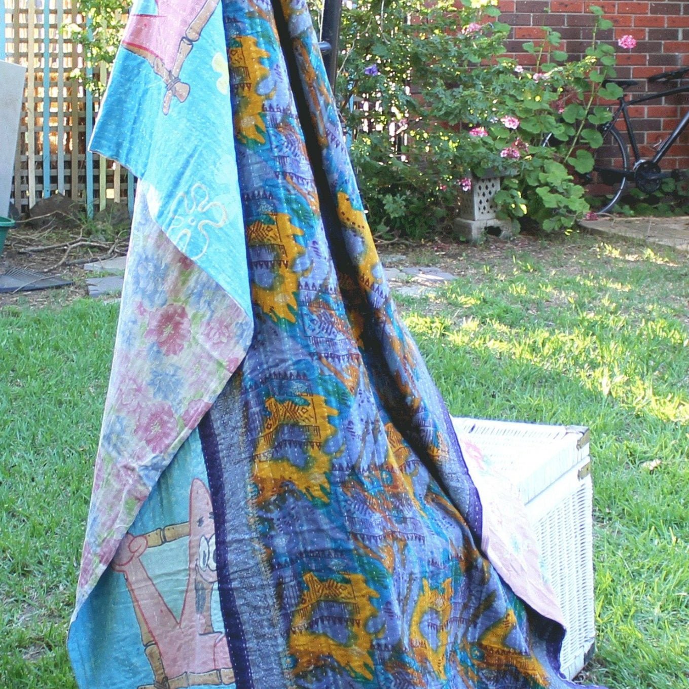 Handmade Indian Kantha Quilt Blanket Throw Duvet - Sunset