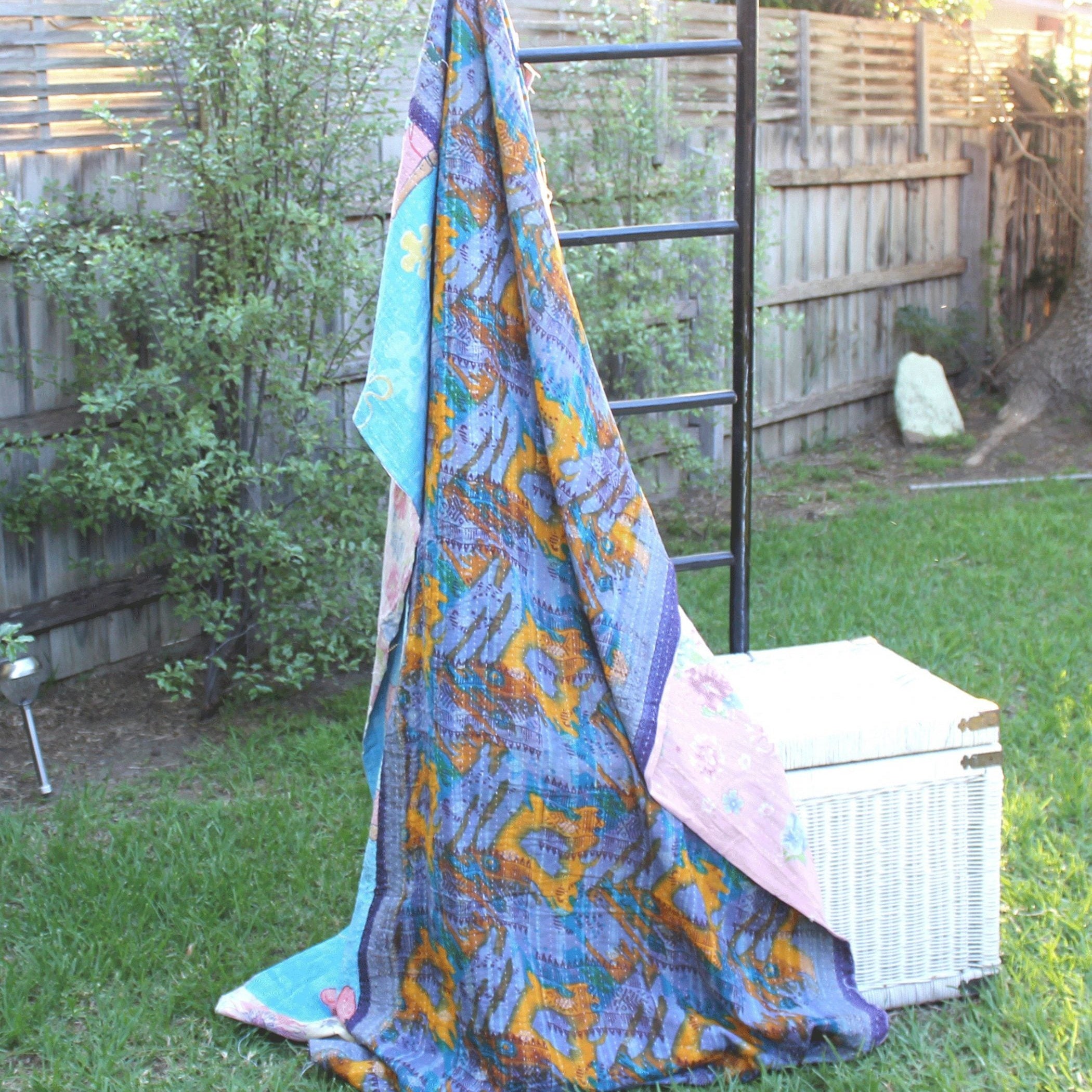 Handmade Indian Kantha Quilt Blanket Throw Duvet - Sunset
