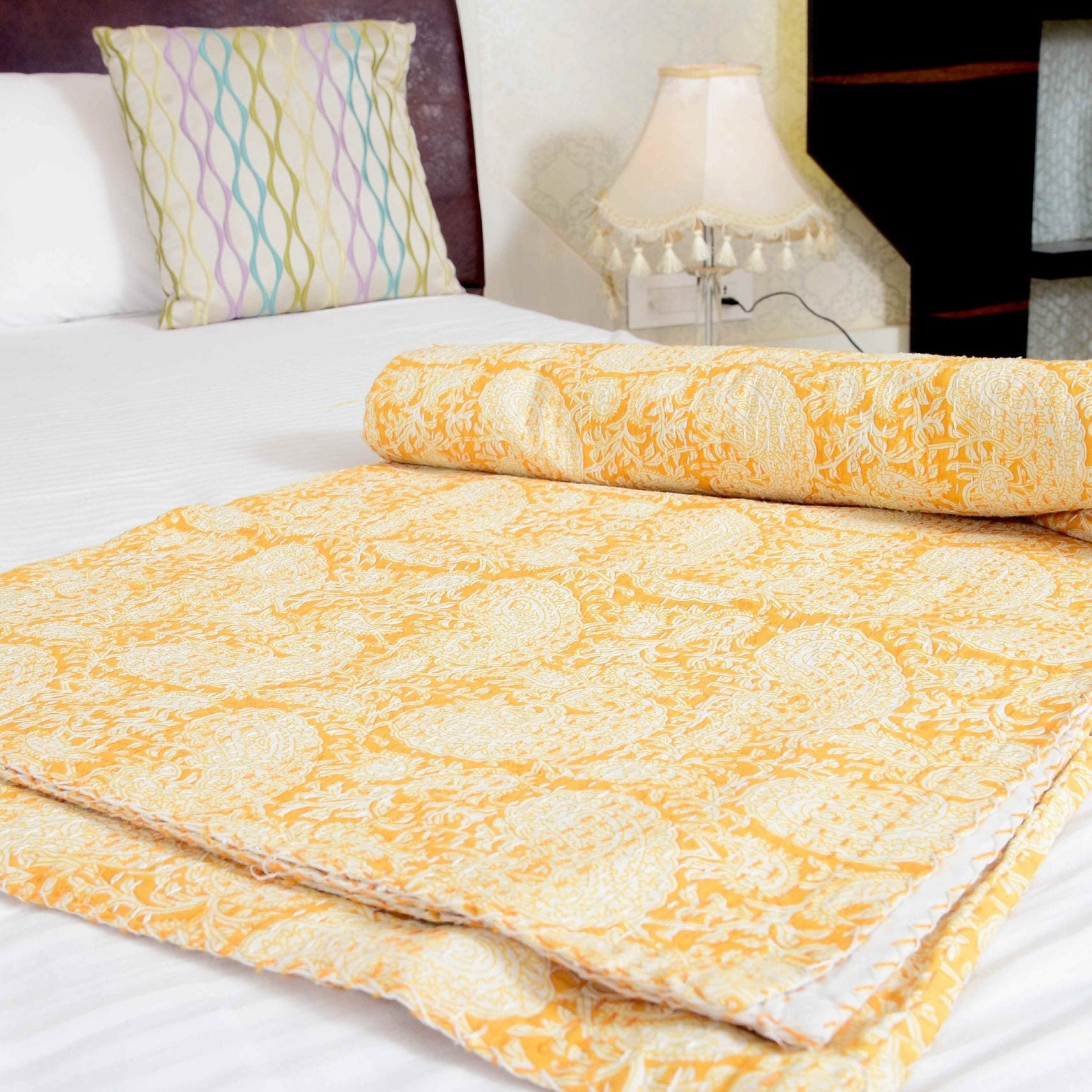 Linen Connections Indian Kantha Quilt - Sunny Glow