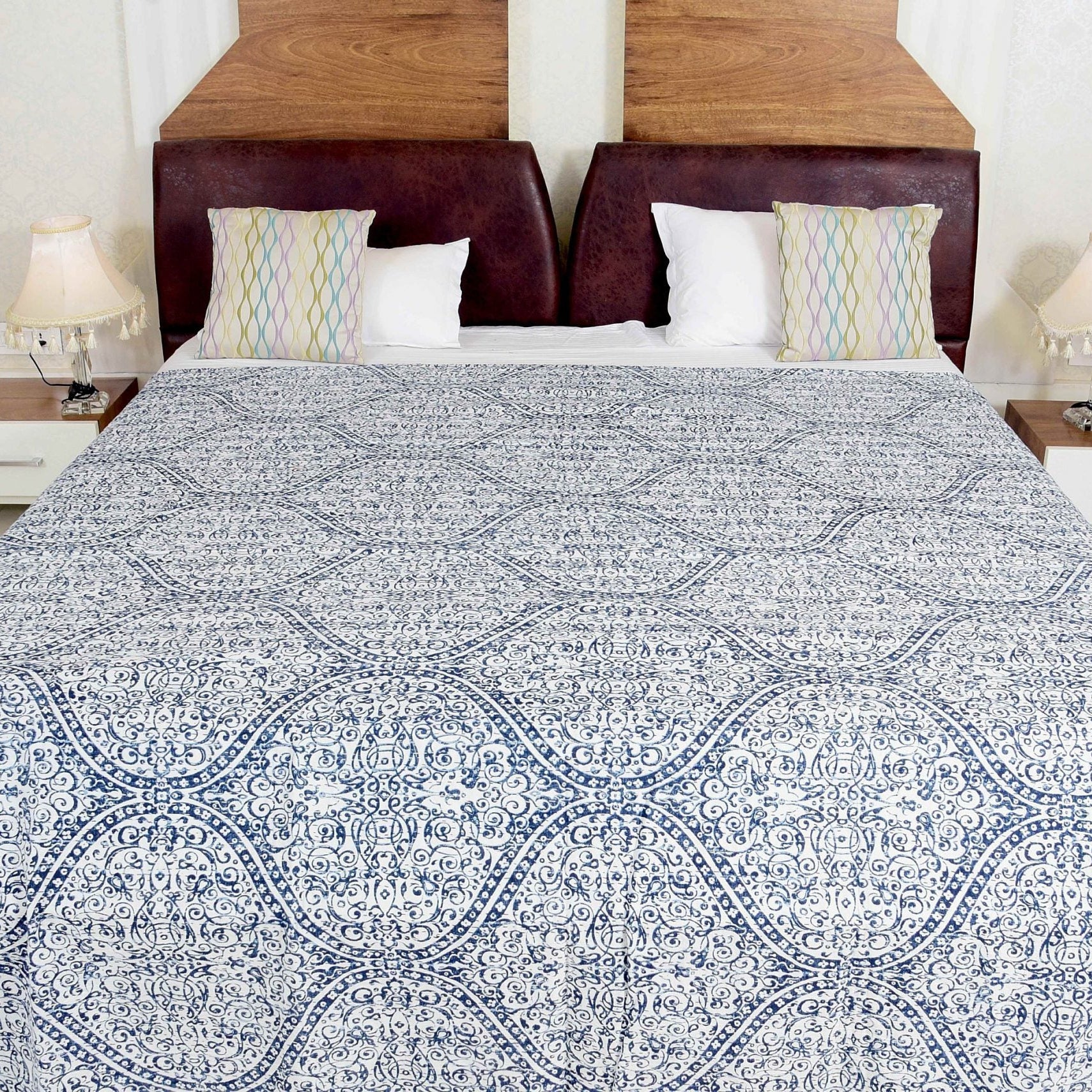 Linen Connections Indian Kantha Quilt - Frosty White