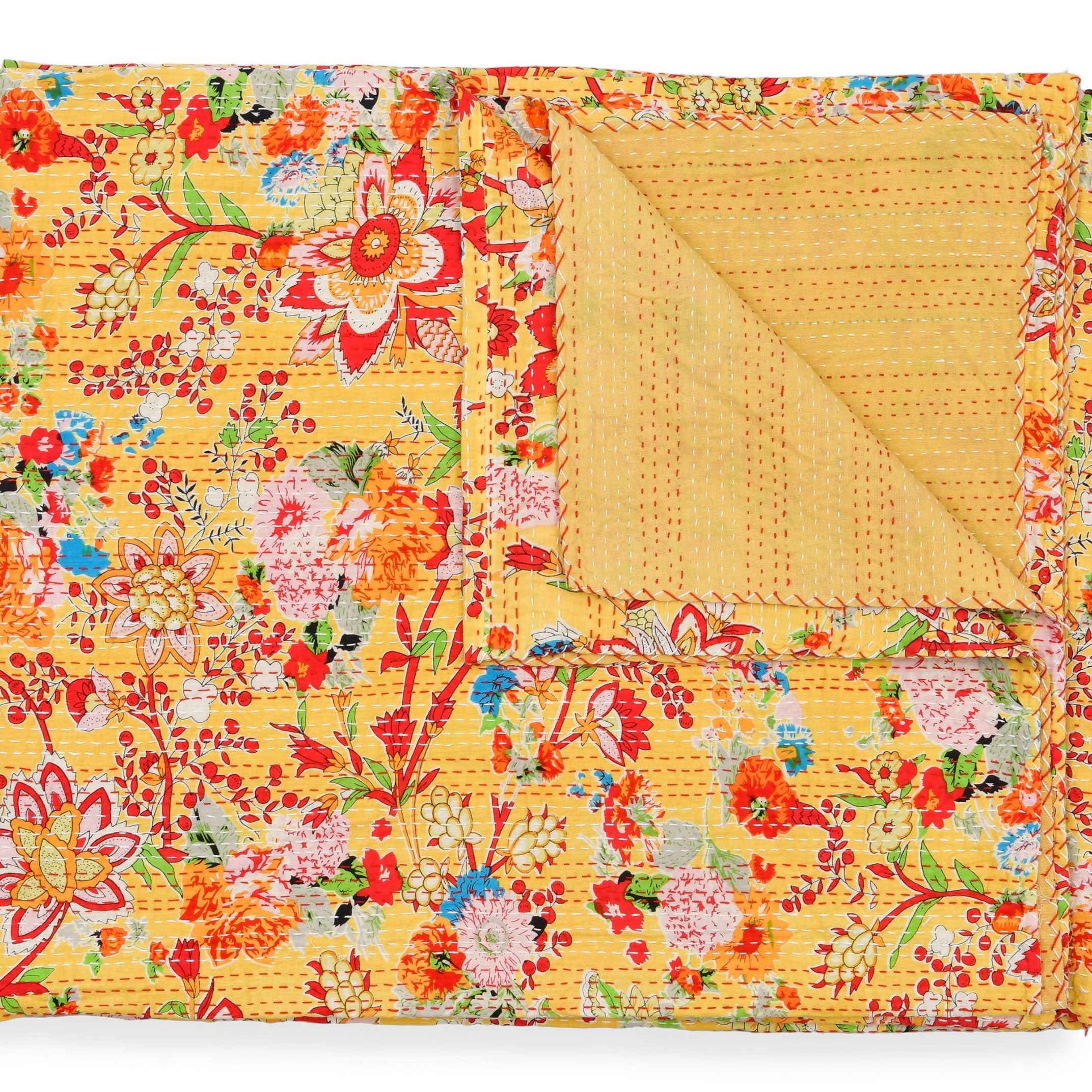 Linen Connections Indian Kantha Quilt - Gardenia