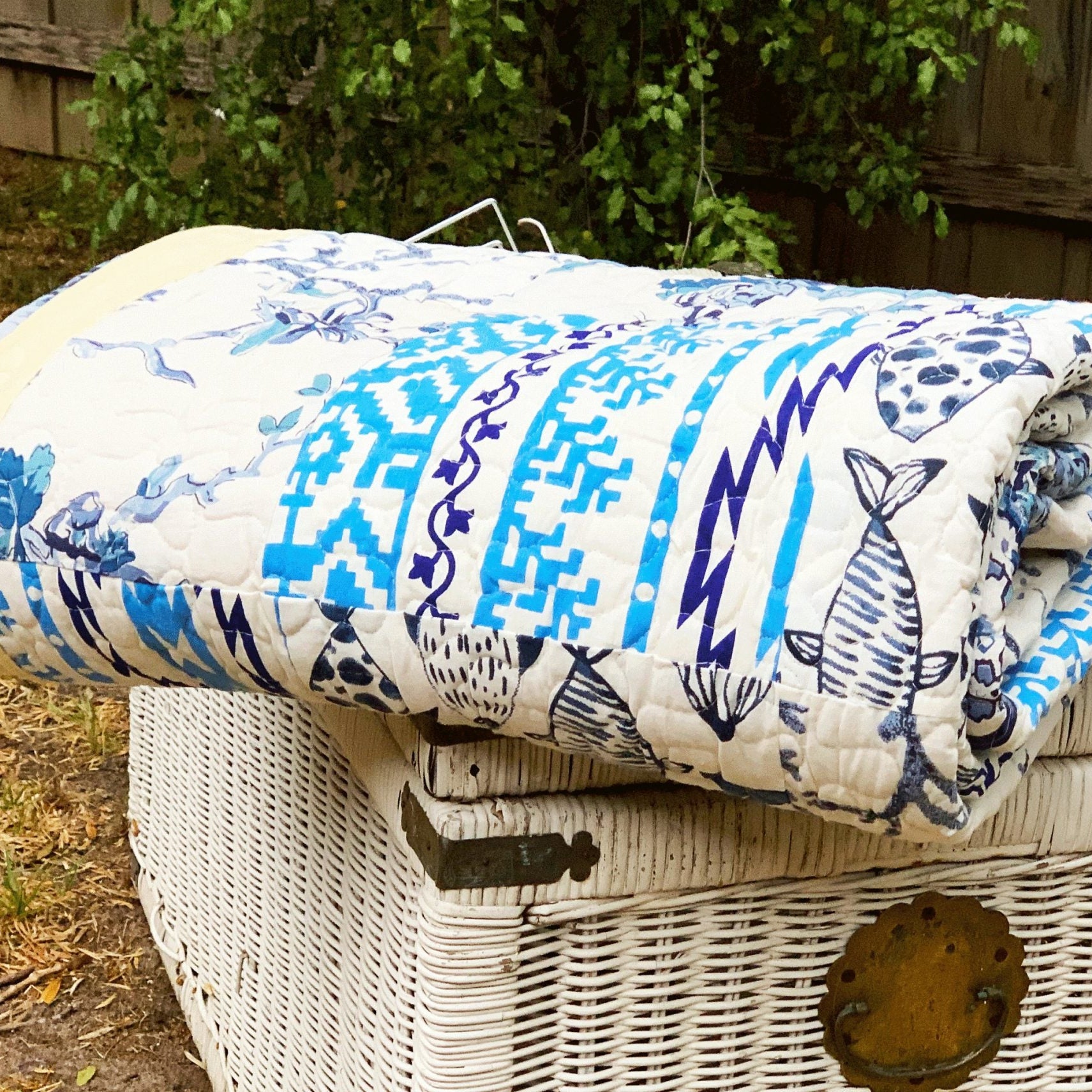 Linen Connections Kantha Quilt Blanket - Fish