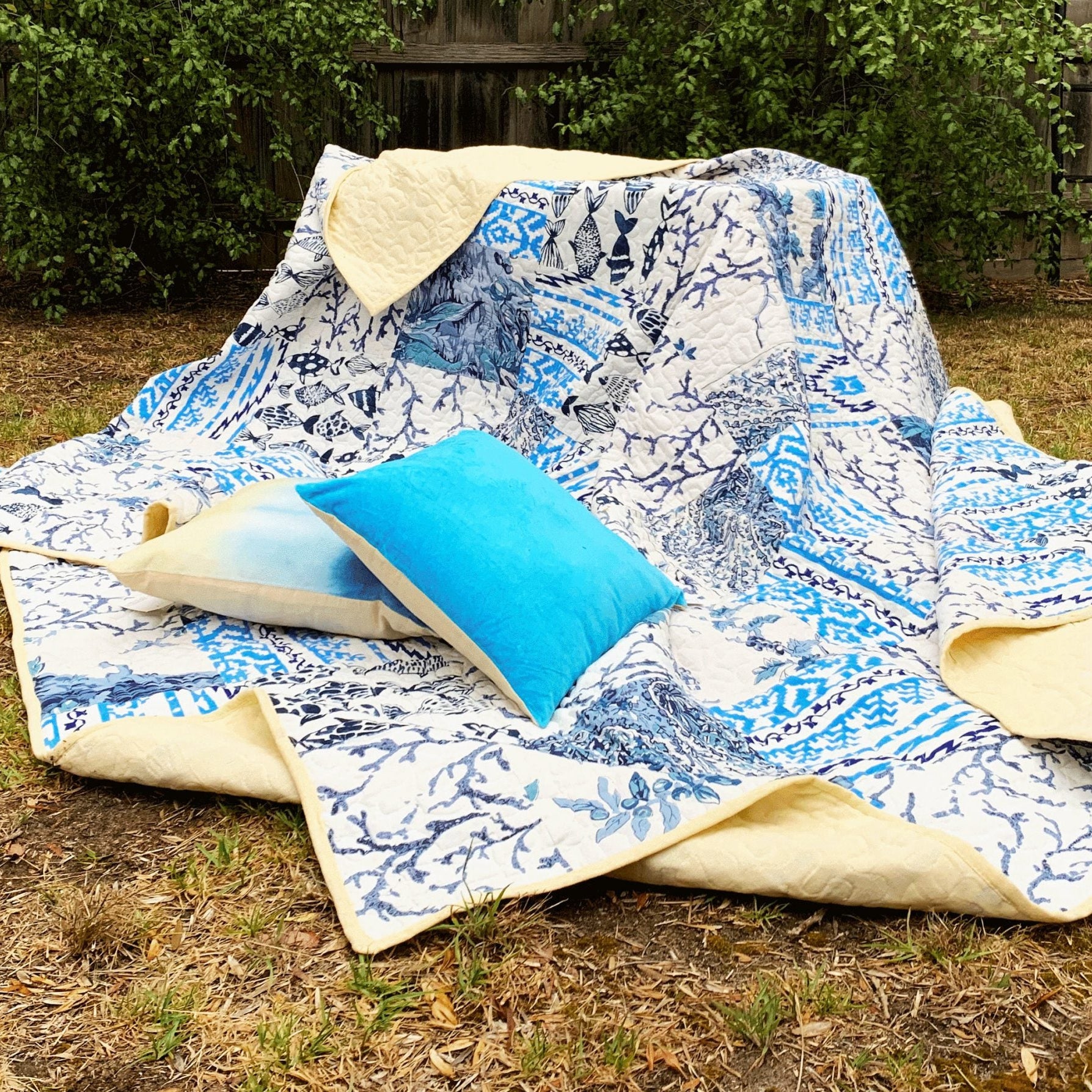 Linen Connections Kantha Quilt Blanket - Fish