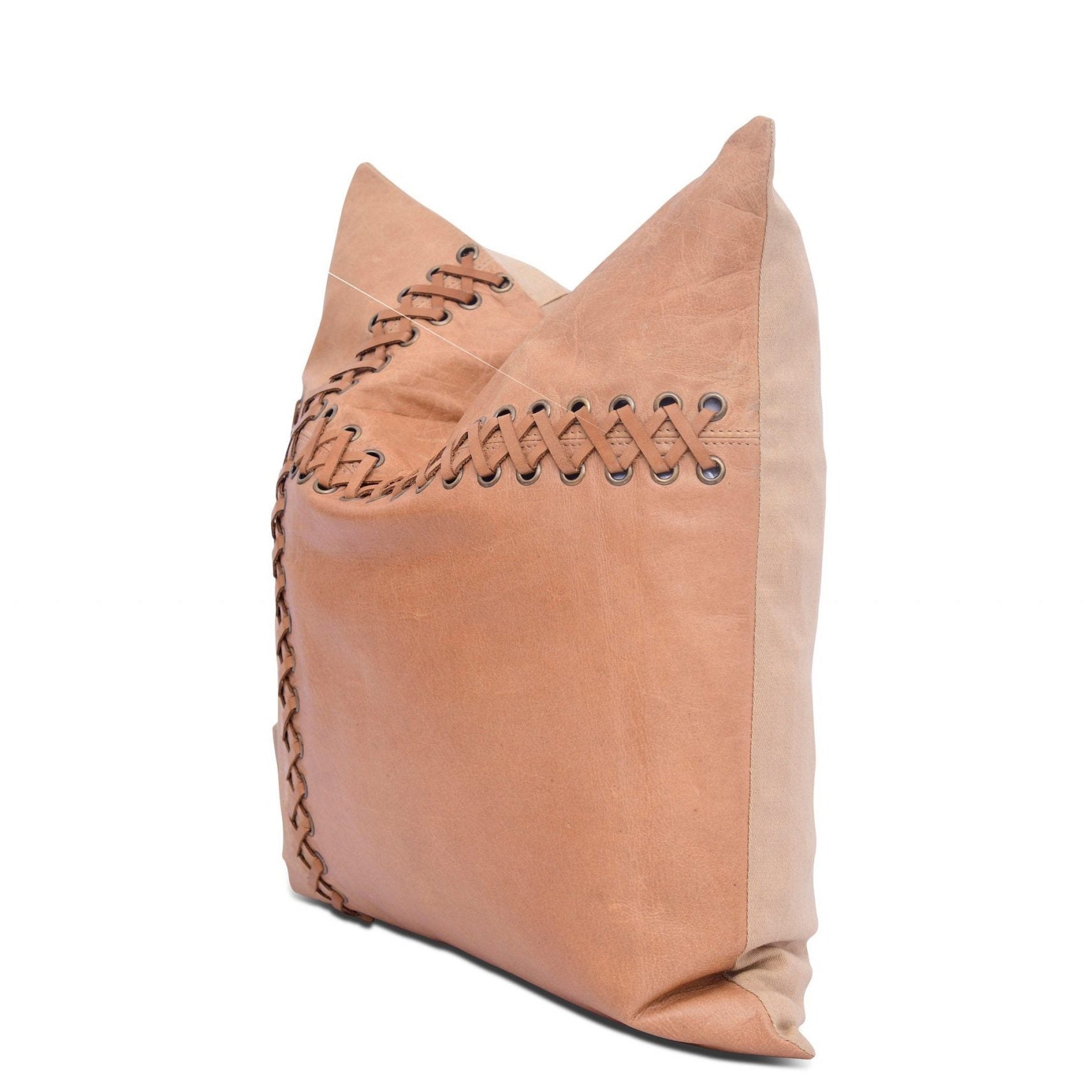 100% Tan Leather Cushion Cover - Beige