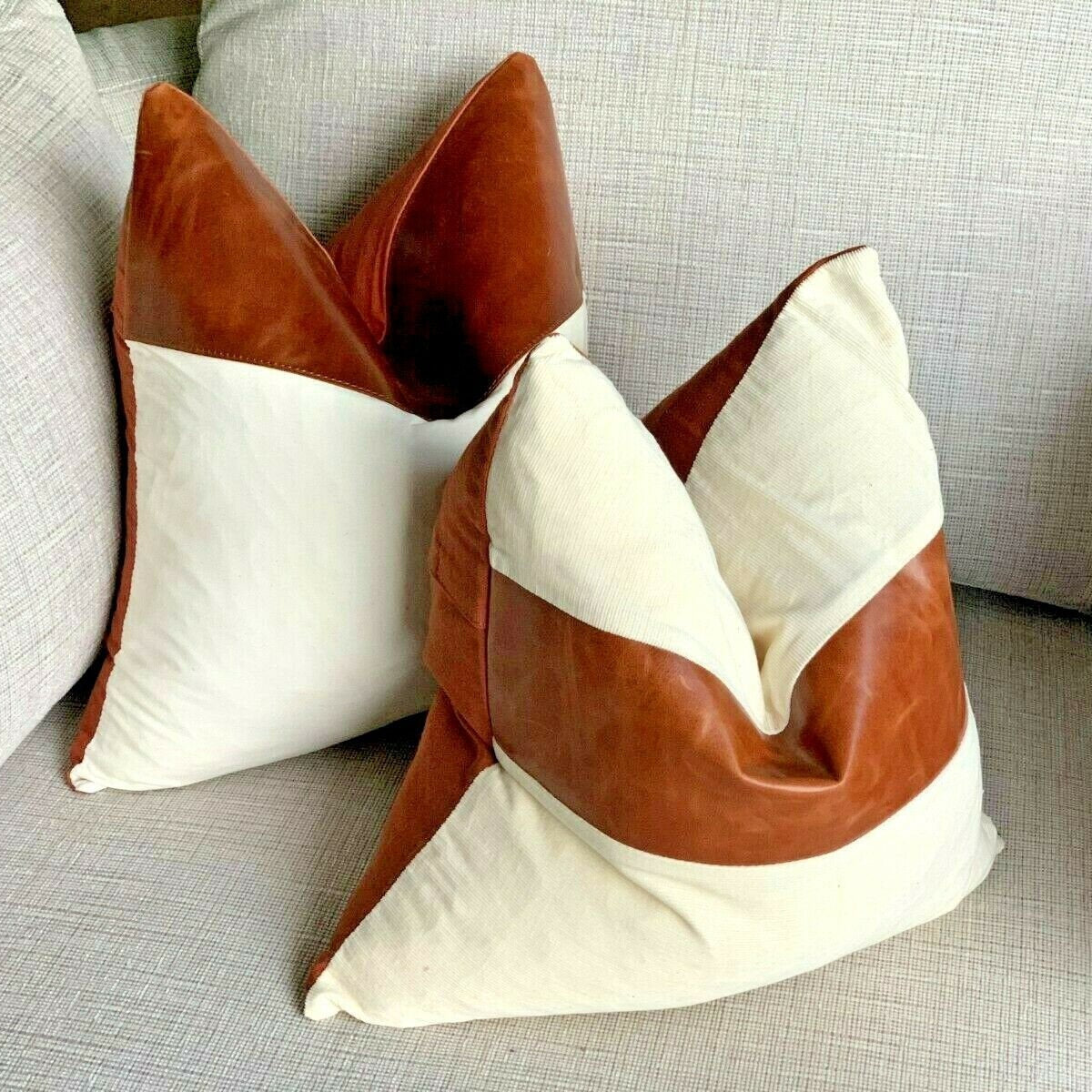 100% Tan Leather Cushion Cover - Haze