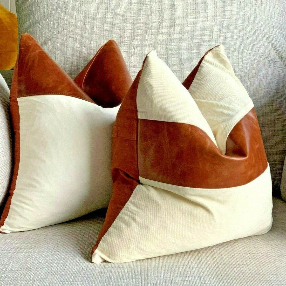 100% Tan Leather Cushion Cover - Haze